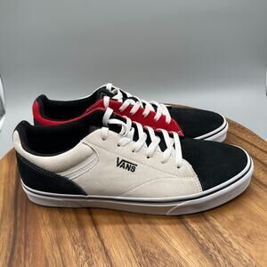 Vans Seldan Rally Shoes Mens 12 Suede Black White Red Comfort Casual Sneakers